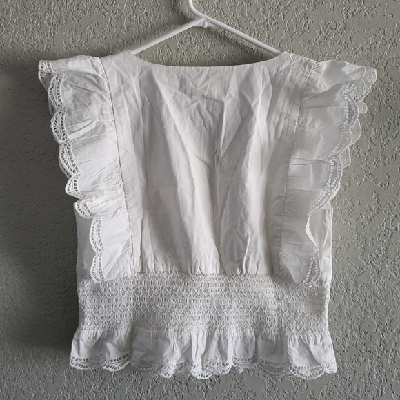 Anthropologie Joss Ruffled Crop Top White Sz M - New w/ Tags! - Picture 5 of 13